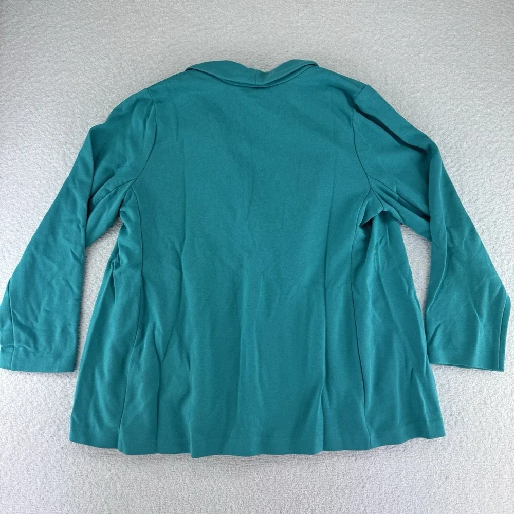 Susan Graver Weekend Marina Knit Blazer Size 2X Raw Turquoise